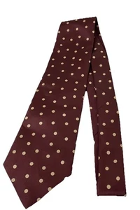 VTG MCM 60s 70s Manhattan Burgundy Beige Polka Dot Neck Tie Mad Men Rockabilly - Picture 1 of 9