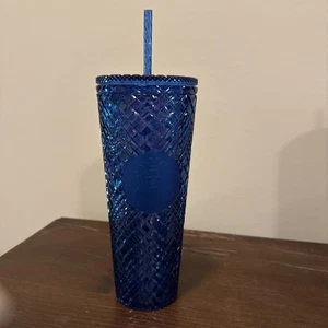 Vaso Starbucks 2021 azul marino diamante tachonado 24 oz con taza de agua fría de paja - Imagen 1 de 9