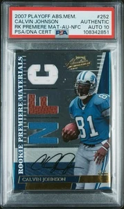 2007 Playoff Absolute Calvin Johnson Rookie Patch Auto PSA/DNA 10 #/25 - Picture 1 of 3