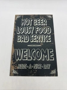 "Nuevo divertido letrero de bienvenida de metal pequeño letrero de pared broma mordaza letrero de escaparate 12"" x 8""" - Imagen 1 de 8