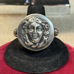 Tagliamonte 925 Sterlingsilber 14k Gold Kamee griechischer Gott Medusa Ringgröße 8 - Bild 1 von 9