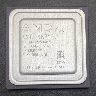AMD K6-2/350AMZ CPU 350MHz 1.9V 100MHz 3.5x Embedded Socket7 Processor RARE - Image 1 of 3