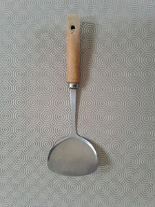 Spatola Wok Vintage Suncraft Japan Turner Griglia Manico Legno Acciaio Inox - Foto 1 di 9