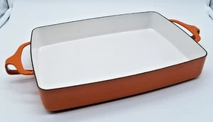 Dansk Vintage Kobenstyle 10.6” by 8" Orange Enamel Large Lasagna Baking Pan - Picture 1 of 5