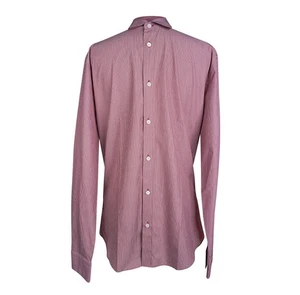 Camisa Hermes Para Hombre Algodón Rojo/Blanco Pin Rayas Camisa 39/15.5 Nueva  - Imagen 1 de 7