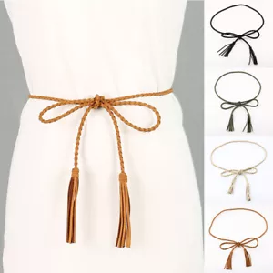 Women Waist Chain Tassel Waistband Braided Belt Rope Waist Belt Tassel Decor - Picture 1 of 21
