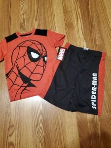 Marvel Spider-Man Boys Red Tee Shirt + Black Shorts 2 Piece Set outfit Size 6 - Picture 1 of 14