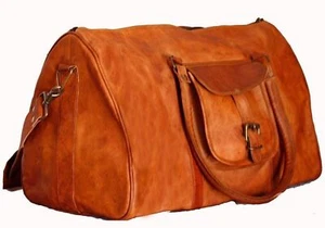 Soft genuine Leather large Men's vintage duffle travel gym weekend overnight bag - Picture 1 of 5