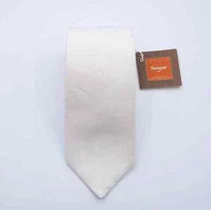 Cravatta Fumagalli 100% Lino Unito Bianco Cerimonia Punta Lancia 8 cm - Foto 1 di 4