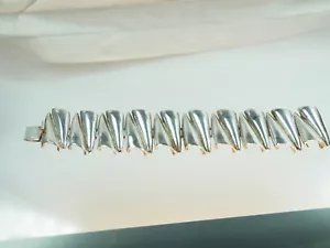 Bellissimo grande bracciale design Marie Paris metallo argentato vintage 1970 - Foto 1 di 7