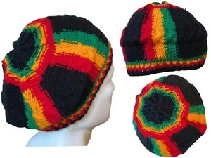 Handmade Rasta SLOUCHY Beanie Tam Hat Rasta EXTRA BAGGIE Hippie Crochet Boho  - Picture 1 of 9