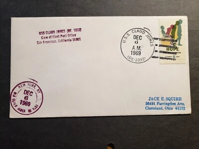 USS CLAUD JONES DE-1033 Naval Cover 1969 ESCORT DESTROYER - Image 1 of 2