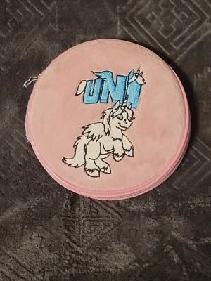 Capa de Pelúcia Vintage NEOPETS Branca Unicórnio Rosa-8 CD DVD Suporte com Zíper - Imagem 1 de 4