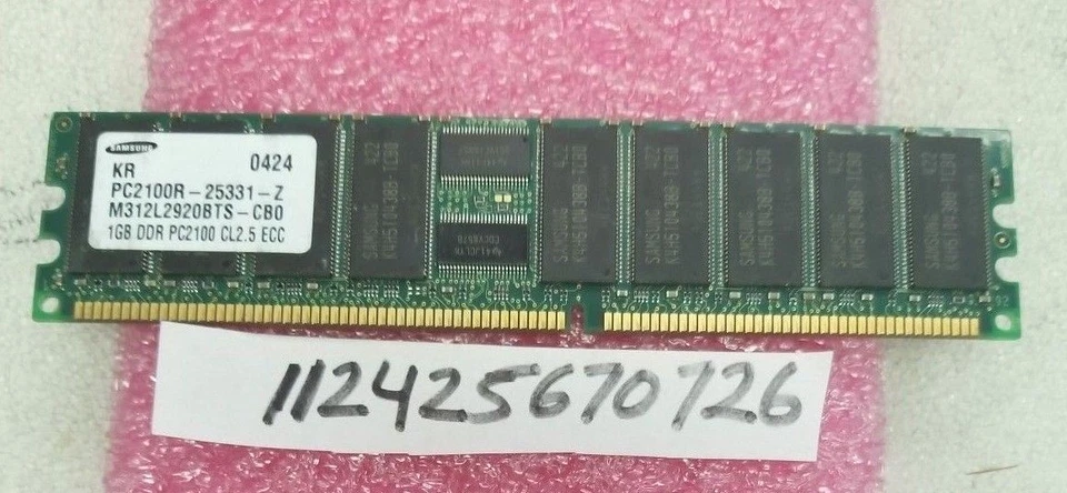 1GB DDR DDR1 PC PC2100R DDR-266 2100 266 184PIN ECC-REG RDIMM 1RX4 128X4  - Image 1 of 1
