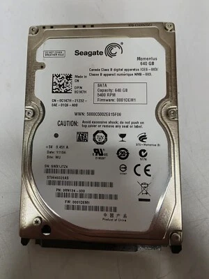 Seagate 2.5" 640GB SATA Laptop Hard Drive, 5400RPM, ST9640320AS - Image 1 of 3