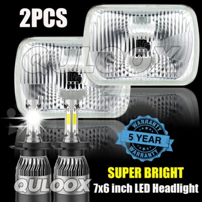 2pcs 7"X6" LED Headlights For Freightliner FL106 FL112 FL60 International IHC Foto 1 de 4