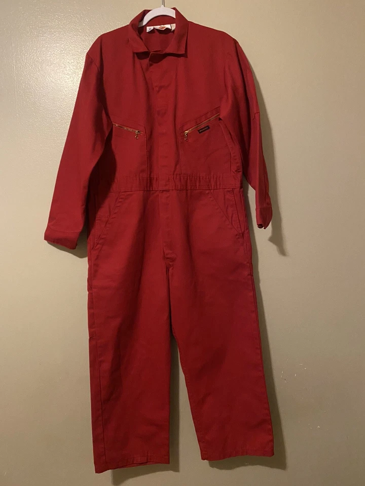Dickies Bib Overalls Mens 42 Regular  Red Workwear Carpenter Actual - Image 1 of 4