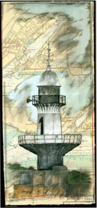 Kunstdruck - Leuchtturm "BRUNSBÜTTEL" - von OLE WEST - (221) - Bild 1 von 1