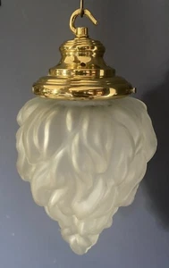 Vintage Art deco Ceiling Light Glass shade, Brass Fittings Original 30s Flame. - Picture 1 of 7