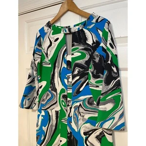 Yoana Baraschi Retro Mod Swirl Abstrakte Grafik Kurzes Minikleid M 8 Bunt - Bild 1 von 10