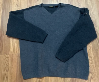 Bachrach 毛衣男式特大号羊毛 V 领套衫拉链口袋 — 第 1/4 张图片