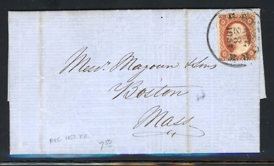 United States 3c George Washington Sc#25 on VF/XF 1857 Cover to Boston, Mass GEM - Image 1 of 2