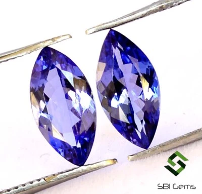 2.20 CTS Certified Natural Tanzanite Marquise Cut Pair 10x5 mm Calibrated Gems - Image 1 of 4