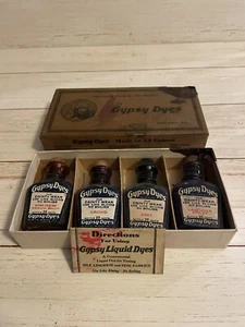 Antique 1920's Gypsy Liquid Dyes For Silks Made In Chicago Bottles Box Scarce - Picture 1 of 15