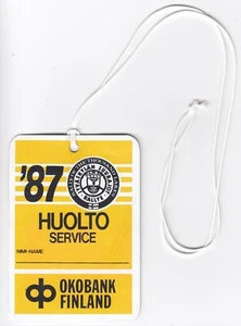 Boleto de pase de servicio original Rally 1000 Lakes Finland 1987 Lancia Delta HF 4x4 - Imagen 1 de 2