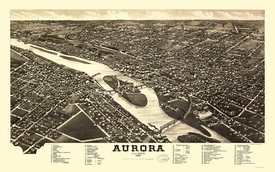 Historic Panoramic View - Aurora Illinois - Beck 1867 - 23 x 36.78 - Image 1 of 4