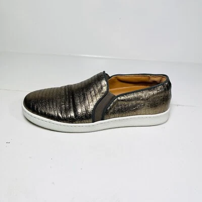 Zapatillas sin cordones FRYE para mujer talla 7,5 M metálicas doradas hechas en Italia Foto 1 de 4