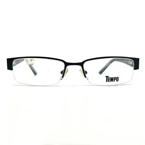 Tempo MR9004 BK Eyeglasses Frames Mens Black Half rim metal opticals 52-18-140 - Picture 1 of 12