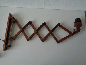 Dutch Mid Century teak wood Scissor lamp wall lamp - Bild 1 von 7