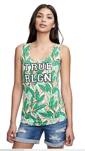 True Religion Birds Of Paradise Collegiate Tropical Woman Tank Top Size L - Picture 1 of 6