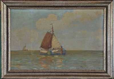 J. Heinz Mindermann (1872-1959): Seascape with a sailing ship,  - Bild 1 von 4