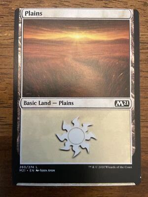 Plains MTG M21/Jumpstart Misprint Basic Land Miscut - Image 1 of 2