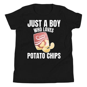Just a Boy who Loves Potato Chips Snack Food Enthusiasts Youth T-Shirt - Picture 1 of 5