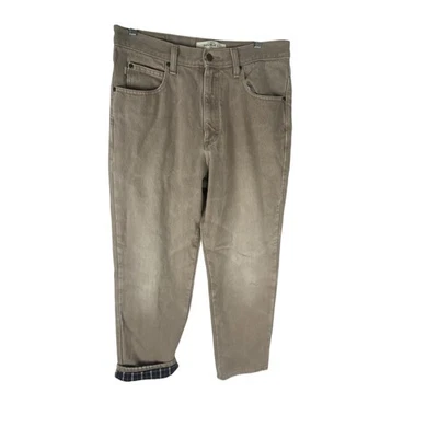 L.L.Bean Double L Jeans Mens 32x30 Khaki Flannel Lined Natural Fit Plaid Winter - Image 1 of 4