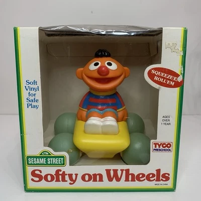 泰科芝麻街柔软车轮 1993 Ernie 软乙烯 1 岁以上玩具 9109 全新 — 第 1/4 张图片