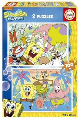Educa - 2 x 100 Spongebob, 2 Puzzle Di Cartone Con 100 Pezzi Ciascuno, Dopp 9sZ7 - Immagine 1 di 2