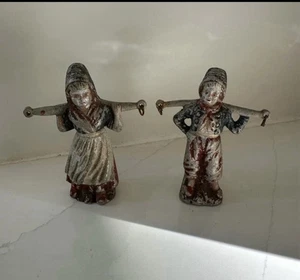 1940s Dutch Boy and Girl Metal Figurines vintage cottagecore decor - Picture 1 of 3