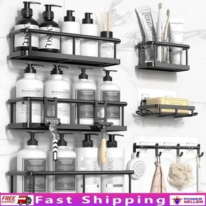 Shower Organizer Set 6 Piece Rustproof Adhesive Caddy Bathroom Storage Solution - Picture 1 of 55