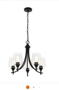 Hampton Bay Pavlen 5-Light 23 in. Rustic Bronze Hanging Candlestick Chandelier - Picture 1 of 2