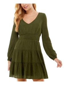 CITY STUDIO Womens Long Sleeve V Neck Short Party Fit + Flare Dress - Picture 1 of 6