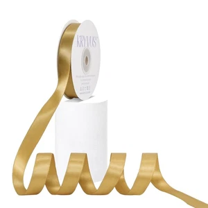 Light Gold Satin Ribbon Double Faced 5/8 Inch x 25 Yards, Premium Gift Wrap - Foto 1 di 6