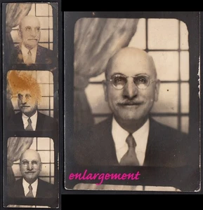 DISINTEGRATING OLD BUSINESSMAN WILD OLD BOSS ~ 1930s PHOTOBOOTH STRIP - Picture 1 of 4