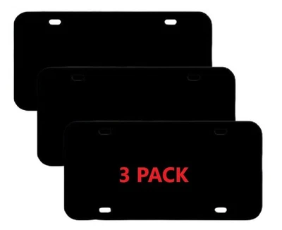 3 Pack Black Plastic License Plate Blank 12x6 .5mm  USA - Image 1 of 4
