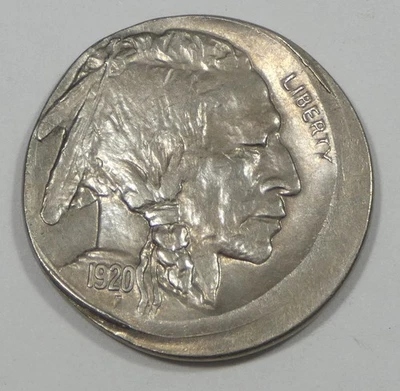 ERROR 1920 Buffalo Nickel ALMOST UNCIRCULATED ~ Struck Off Center - Image 1 of 4