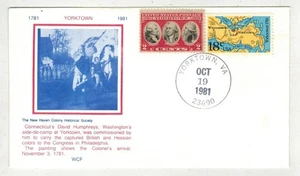 1981 BATTLE OF YORKTOWN VIRGINIA #1937 MAP BLUE CACHET & 1931 YORKTOWN #703 - Picture 1 of 1