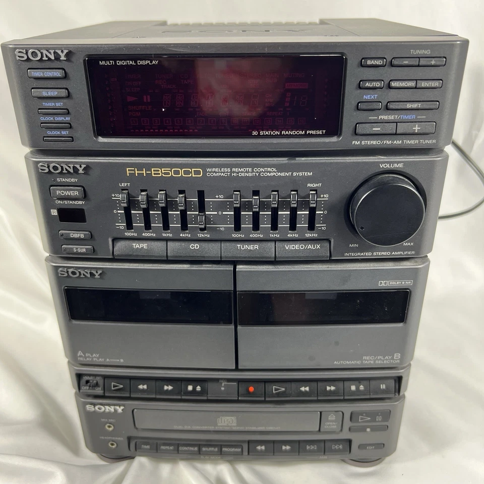 Sony FH-B50CD Compact Component Stereo System CD Tape Radio Powers On Parts - Image 1 of 4